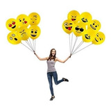 50 Globos R12 Látex Emoticon Emojis Apto Aire/helio Surtido