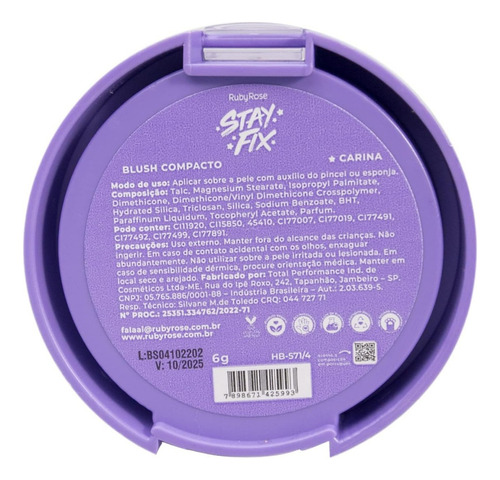 Blush Compacto Stay Fix Resistente A Agua Ruby Rose Tom Da Maquiagem Carina