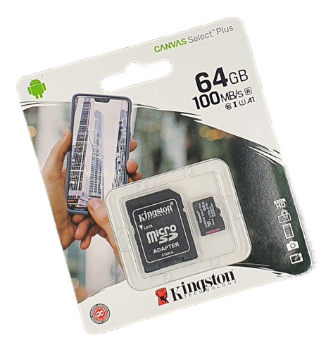 Memoria Micro Sd 64 Gb Kingston Original Clase 10 100 Mb/s