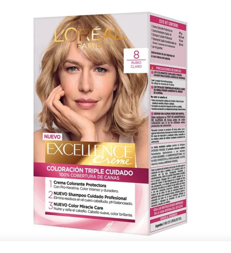 Kit Coloración Excellence Creme Triple Protección 8 Rubio C