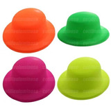 10 Sombreros Gorros Bombin Fluor Carnaval Cotillon Luminos