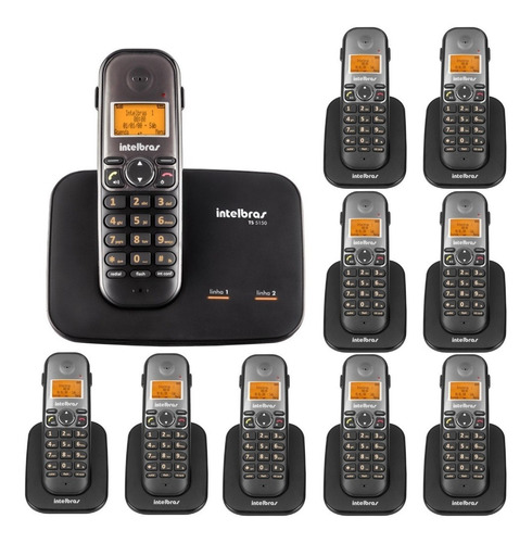 Telefone Sem Fio 2 Linhas Ts 5150 Com 9 Ramal Bina Intelbras