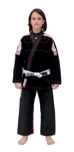 Kimono Jiu Jitsu Vulkan Ultra Light Preto Rosa Infantil