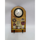 Cuadro Perchero Reloj Pared Italy Retro Vintage Madera