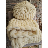 3 Almohadon Xxl Vellon Merino+2 Pie De Cama Pompon 1.40x0.50