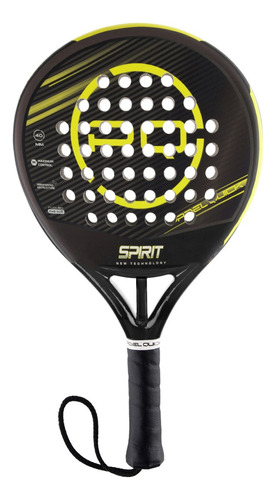 Paleta Padel Quick Paddle Fibra Vidrio Redonda Cke Color Negro/amarillo C/ Puente