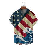 Camisa Hawaiana Unisex Con La Bandera De Estados Unidos Ukiy