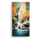 20x40cm Cuadro Pintura De Cascada Tranquila Bastidor Madera