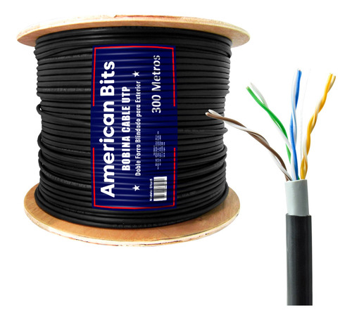 Cable Utp Cat5 P/ Exterior Doble Forro Cal24 Bobina 305m