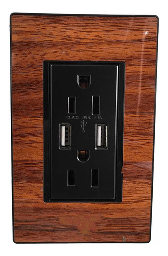 Toma Corriente Doble + Usb Color Madera