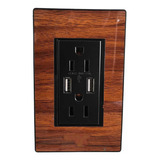 Toma Corriente Doble + Usb Color Madera