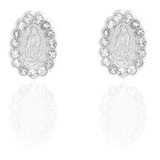 Broqueles Virgen De Guadalupe Oval Zirconia Plata 925 Mujer