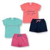 Kit 2 Conjunto Verão Básico Infantil Juvenil Menina 10-14