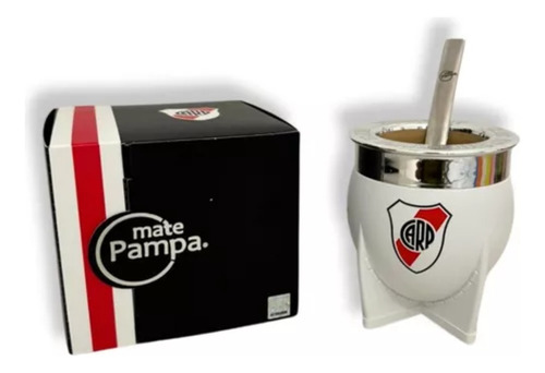 Mate Pampa Imperial Xl River Plate + Bombilla Térmico Caja 