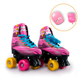 Patins Quad 4 Rodas Infantil Menina Feminino + Kit Proteção