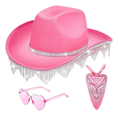 Sombrero De Vaquero Con Borlas De Diamantes De Rosa