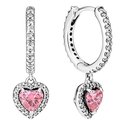 Aretes Pandora De Aro Corazon Rosa Plata S925 | Meses sin interés