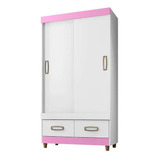 Guarda Roupas Solteiro 2portas Pés Flex 20022 Araplac Cor Branco/branco/rosa