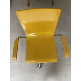 Cadeira Escritório Giratória  Com Braço Laqueada Em Amarelo