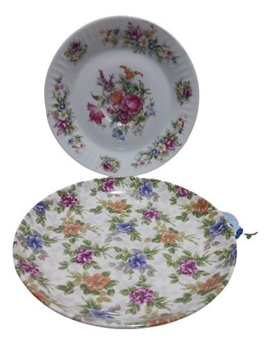 Antiguos Platos De Porcelana Con Bellas Flores Precio X 2