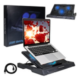 Base Enfriadora Para Laptop 6 Posiciones 3 Ventiladores Usb Color Negro Color Del Led Azul