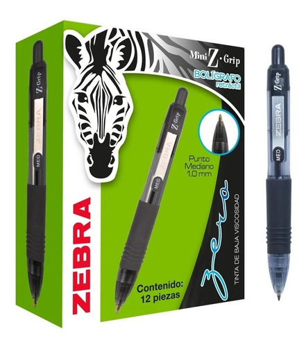 36 Plumas Zebra Mini Z-grip Boligrafo Retractil Medio 1.0mm