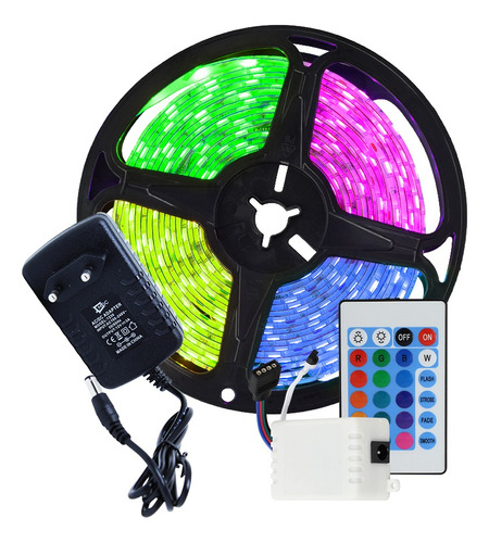 Fita Led Rgb 5050 20m 1200 Leds Prova D'água + Controle