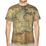 Camiseta Estampada En 3d Mapa De La Historia Mundial Del Sig