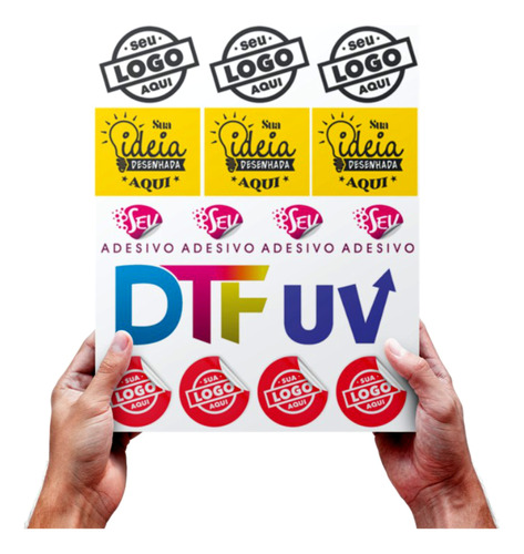 A4 Dtf Uv Personalizada Adesivo Estampa Folha Arte Logomarca