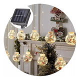 Cortina Solar Esfera Luces Navidad 10 Bola 3 Metro Guirnalda