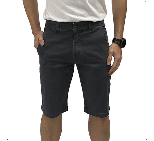 Short Masculino Bermuda Social Sarja Com Lycra Bolso Barato 