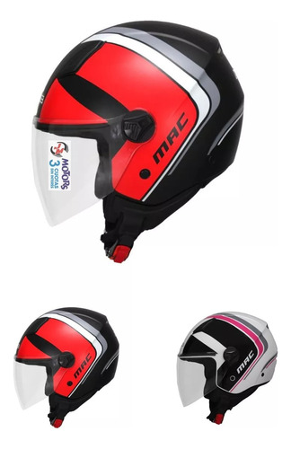 Jm Casco Moto Mac Abierto Beat Cyrus Negro Rojo Gris Rosa