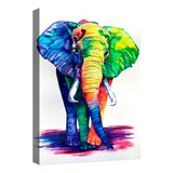 Cuadro Decorativo Canvas Moderno Elefante Colores Color Elefante Colores 1 Armazón Natural