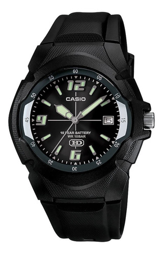 Reloj Casio Mw-600f-1avcf Color De La Malla Negro Color Del Fondo Negro