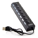 Multi Puerto 7 Puertos Hub Usb 2.0 Con Interruptor Switch Color Negro