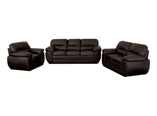 Mueble Sala Summer 321 Tacto Piel Chocolate 3pz Sofa Moderna