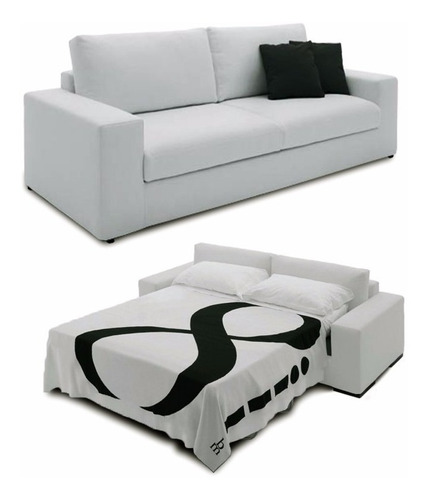 Sillon Cama Sofa 2 Plazas 1/2 En Chenille Automatico Moderno