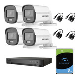 Kit Seguridad Hikvision Dvr 8ch + 4 Camaras 2mpx + Disco2tb