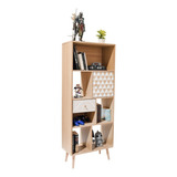 Mueble Librero Organizador De Repisas Minimalista Estante Color Beige