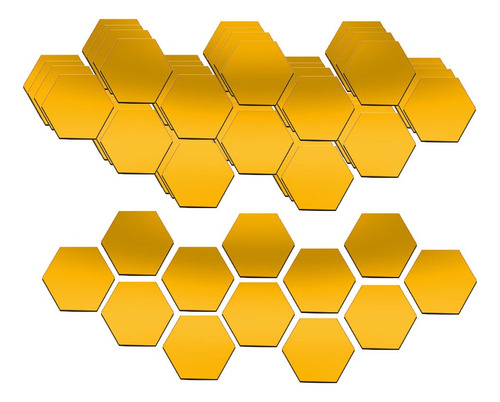 60 Piezas 3d De Pared De Espejo Hexagonal Para Casa Sala