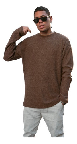 Buzo Sweater Hombre Algodon Liso Cuello Redondo Liviana 