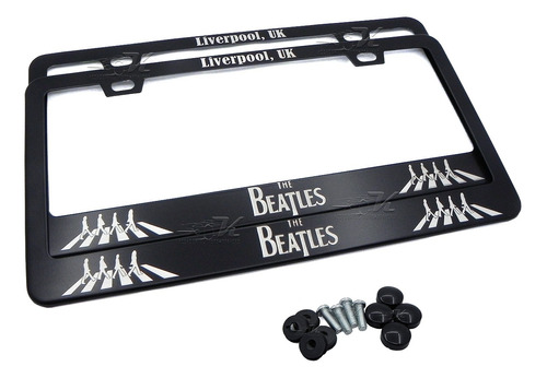 Set 2 Portaplacas Acero Inox Negro Bandas Rock Heavy Metal