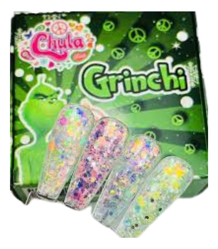 Coleccion De Acrilicos Grinchi 4 Pzas. Chula Nails