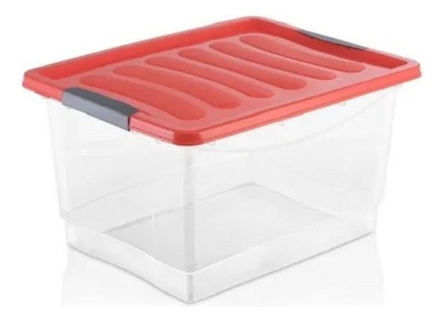 Organizador Plastico X2 Transparente Con Tapa 12 Litros Deco