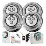 Kit 4 Luces Pileta Hormigon 10w Rgb Wifi + Control + Timer