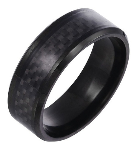 Moderno Anillo Acero Titanio Inoxid Fibra Carbono Negro A115