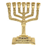Menorah Judaico Dourado Candelabro 12 Tribos De Israel 16cm