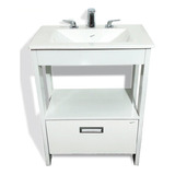 Vanitory Mueble Baño Laqueado Marmoreo Eiko 60 Cajon Blanco