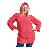 Sweater Con Capucha Saco Lana Rojo Kierouno