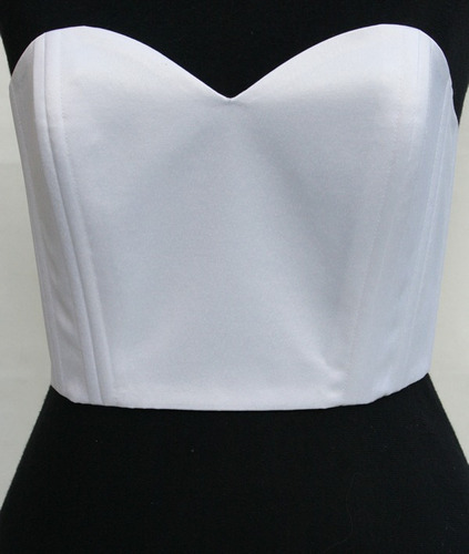 Corset Blanco Croptop Base De Saten Nupcial 15 Años Y Novias